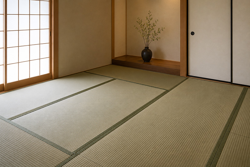 伝統的な縁あり畳の和室